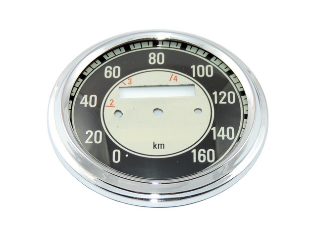 Glass + frame of speedometer 160 km/h, BLACK - JAWA 500 OHC