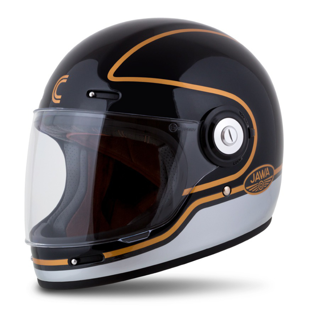 Helmet (M) FIBRE JAWA SPORT, CASSIDA (BLACK/SILVER/GOLD)