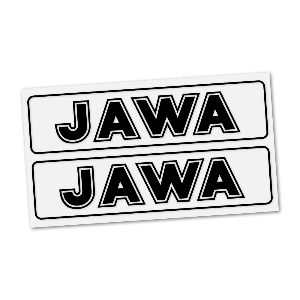 Sticker JAWA (inscription), BLACK "transparent" (2pcs)