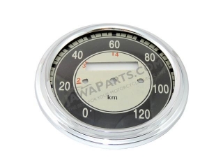 Glass + frame of speedometer 120 km/h, BLACK - JAWA, ČZ