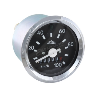 Speedometer with indicator (100km/h), CHROME FRAME (MZA) - Simson S51, S53, S70