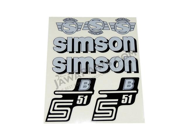 Parts SIMSON, Stickers set S51 B, SILVER - Simson S51