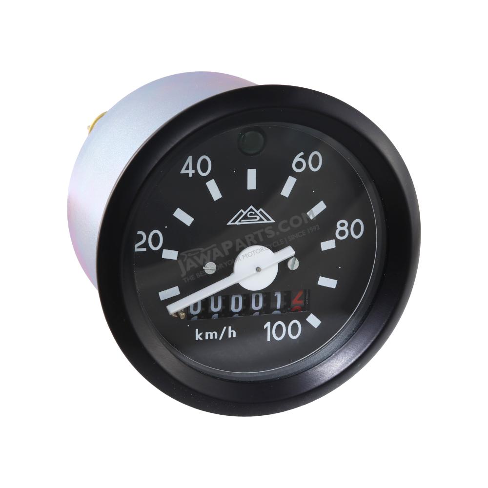 Speedometer with indicator (100km/h), BLACK FRAME (MZA) - Simson S51, S53,  S70