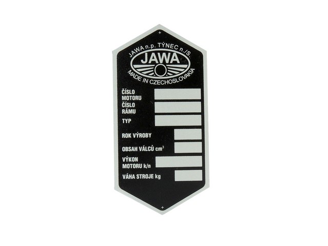 Type label, PRINTED (JAWA n.p. TÝNEC) - JAWA