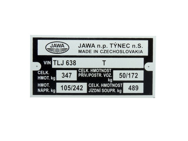 Type label - JAWA 350 638
