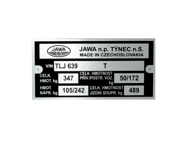 Type label - JAWA 350 639