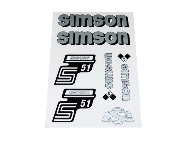 Stickers set S51 ENDURO (IFA), SILVER - Simson S51