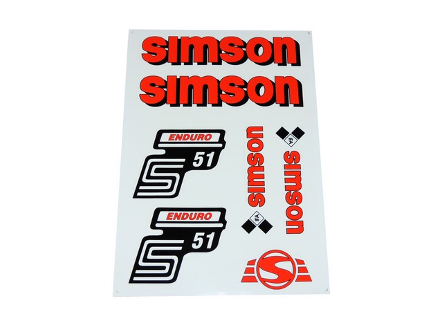 Stickers set S51 ENDURO (IFA), RED - Simson S51