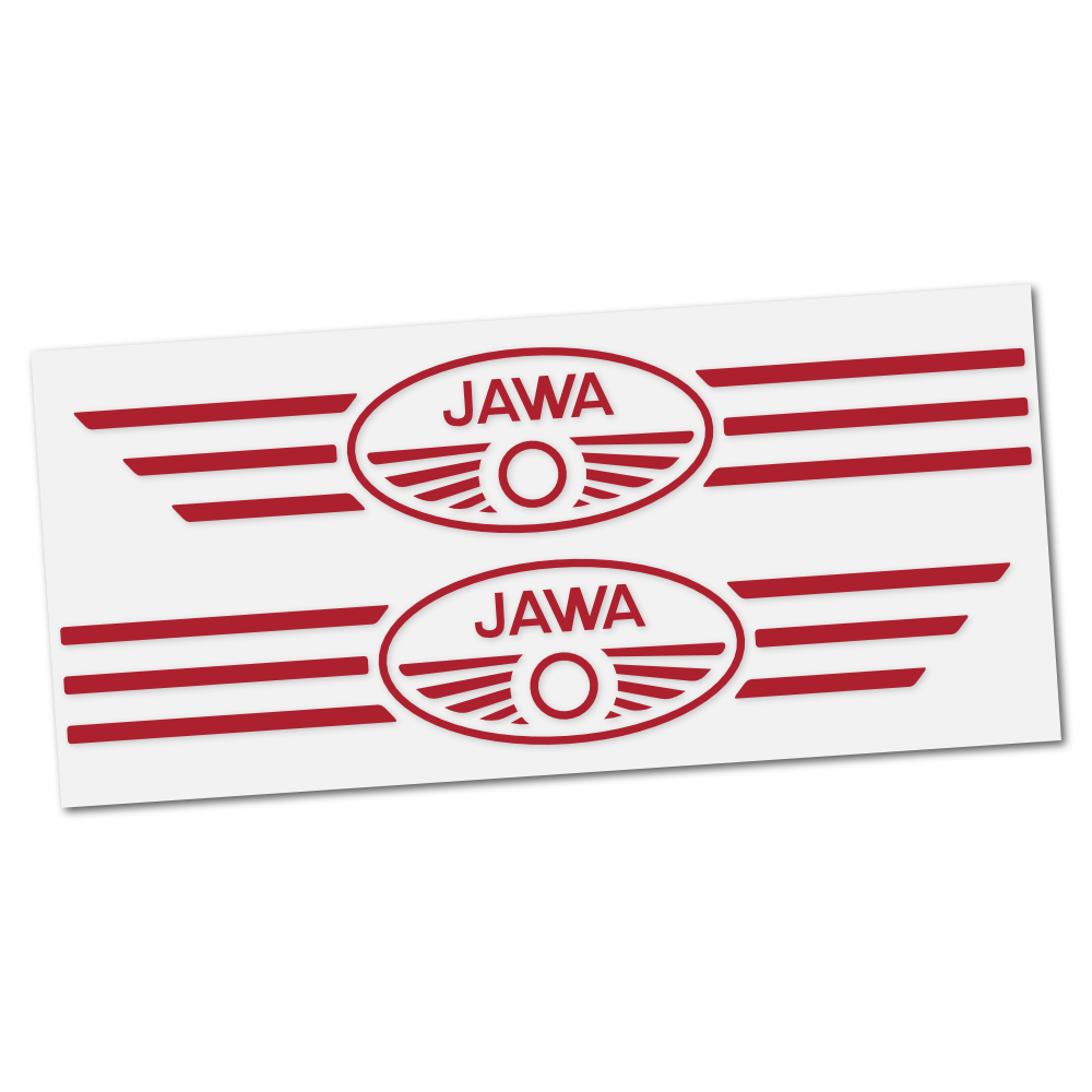 Sticker of fuel tank JAWA (Kývačka, Panelka), RED (2pcs) 