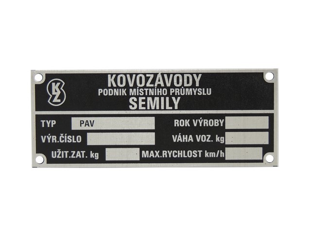 Type label, ETCHED - PAV