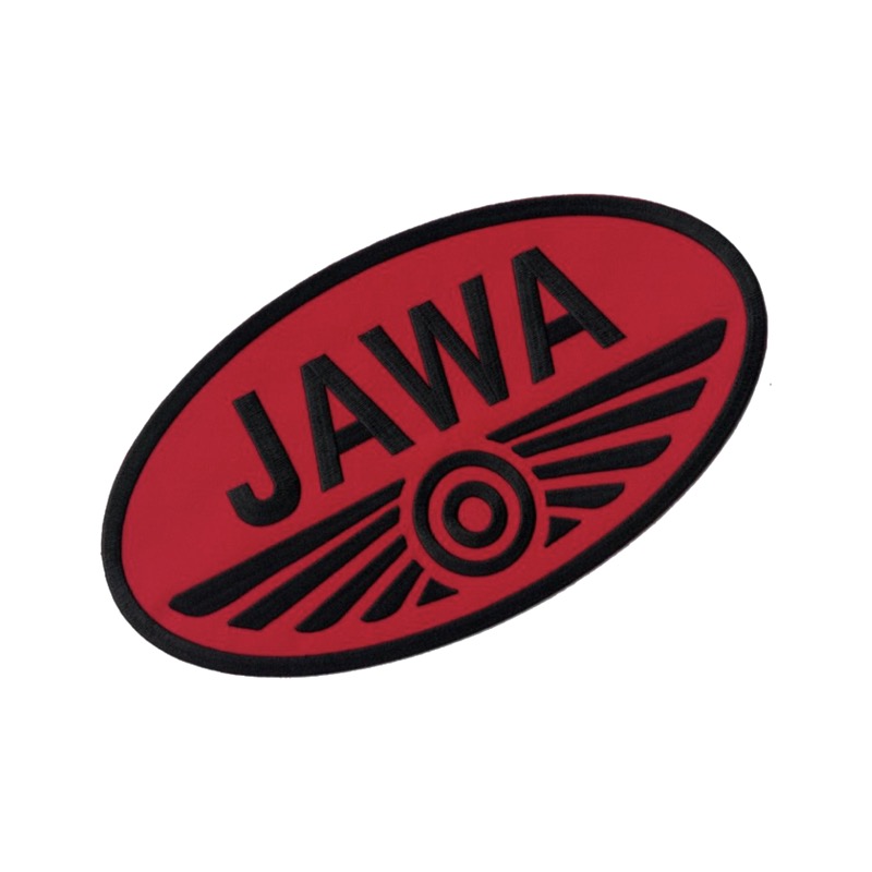 Iron-on logo (10x5,5cm) RED-BLACK - JAWA