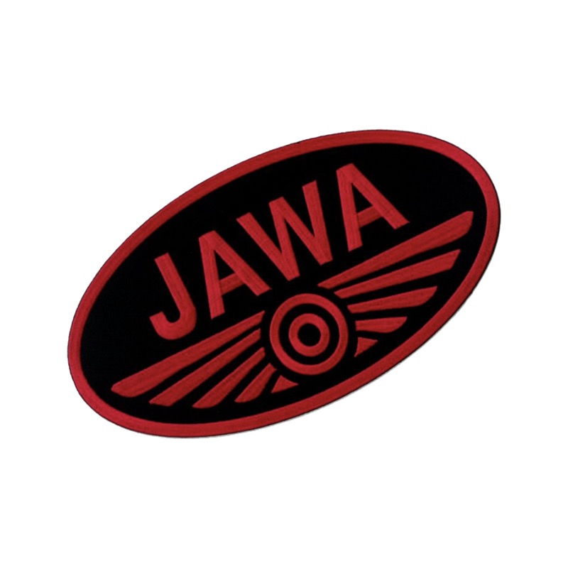 Iron-on logo (10x5,5cm) BLACK-RED - JAWA