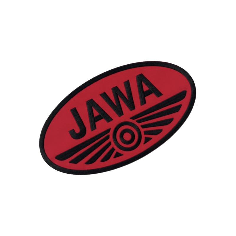 Iron-on logo (7x3,8cm) RED-BLACK - JAWA