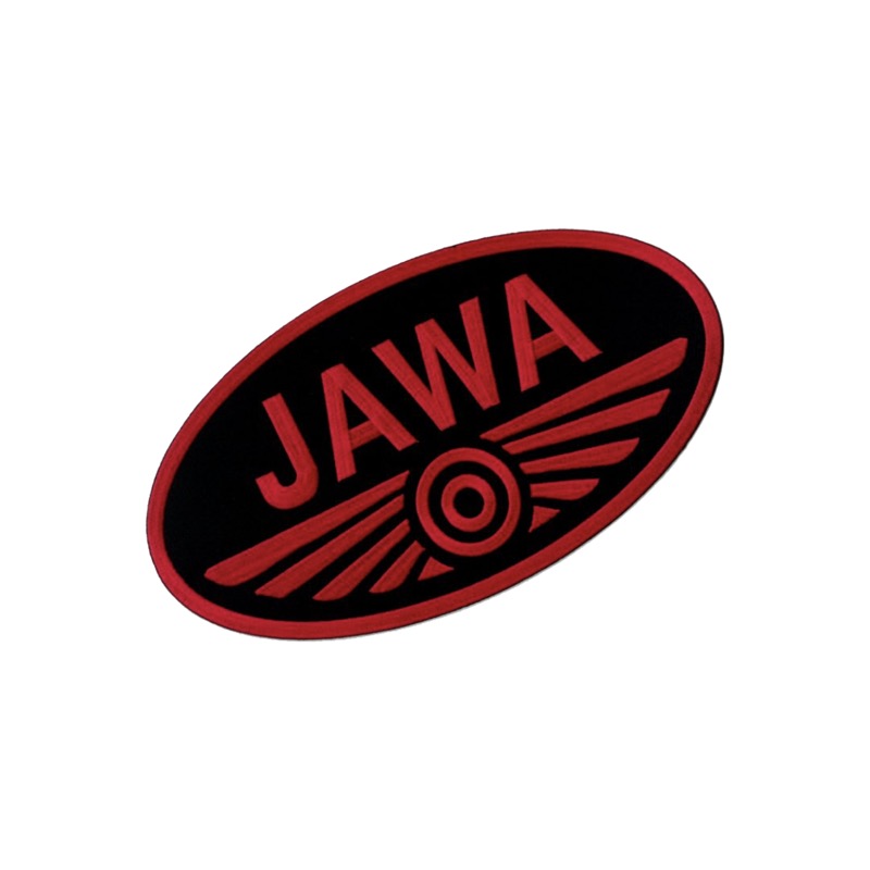 Iron-on logo (7x3,8cm) BLACK-RED - JAWA