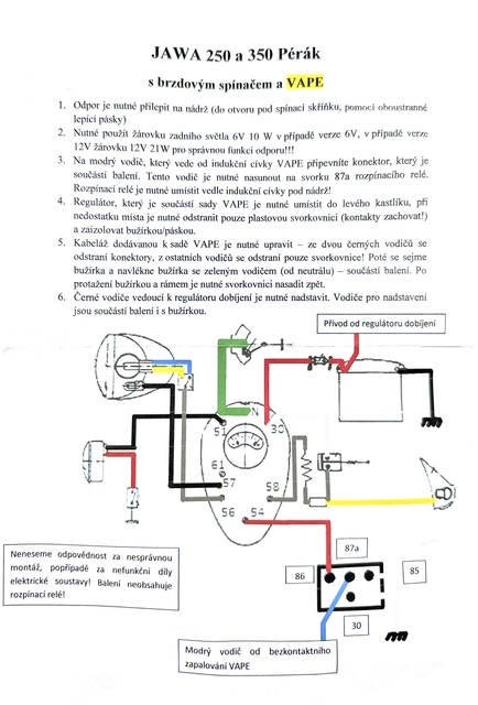 Wireharness (VAPE) - JAWA 250/350 Pérák (with brake switch)