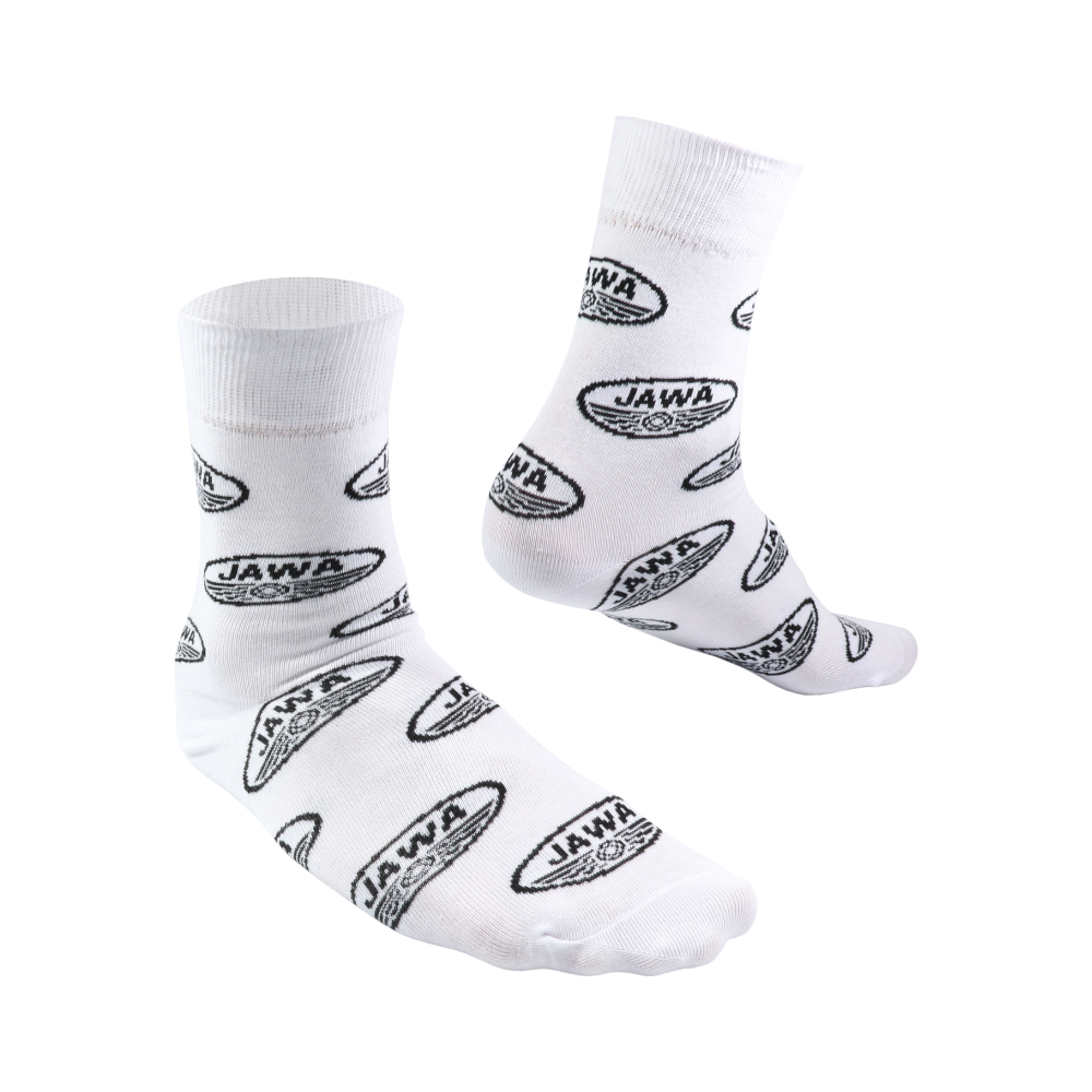 Socks for best motorbike rider (36-41), WHITE - Black logo of JAWA