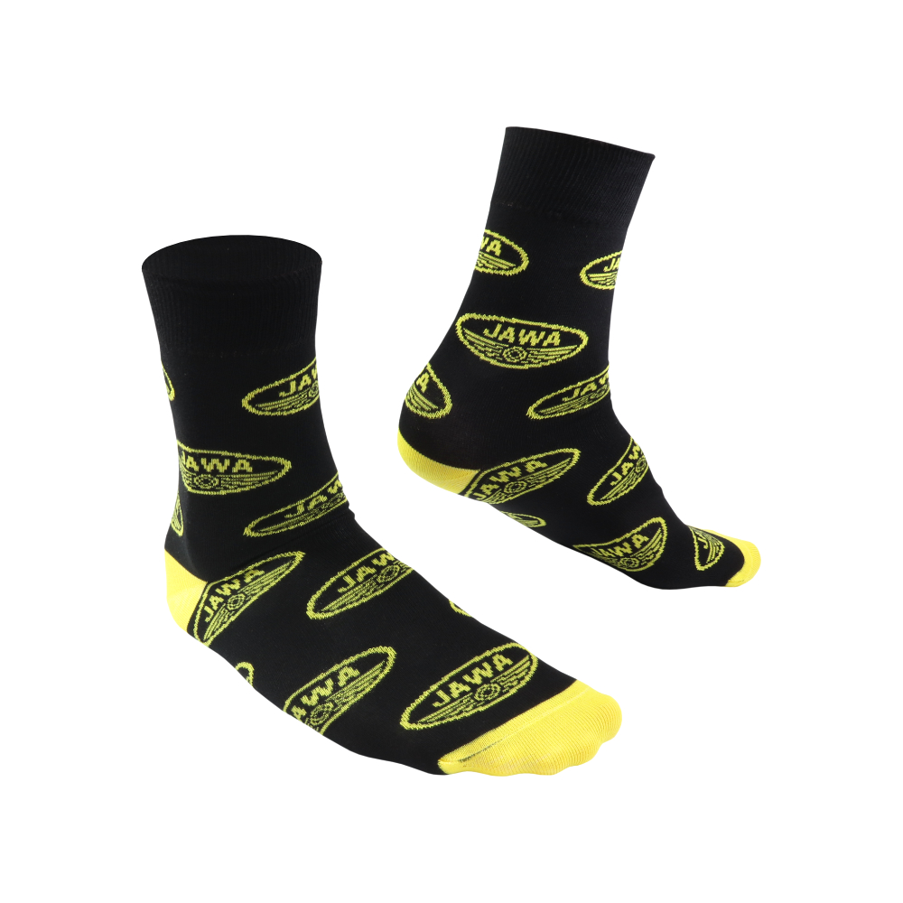Socks for best motorbike rider (36-41), BLACK - Yellow logo of JAWA