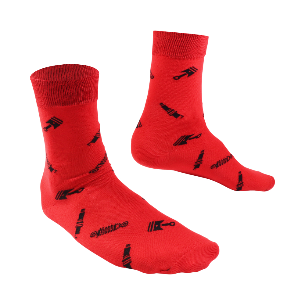 Socks for best motorbike rider (42-46), RED - Black pistons & shock-absorbers