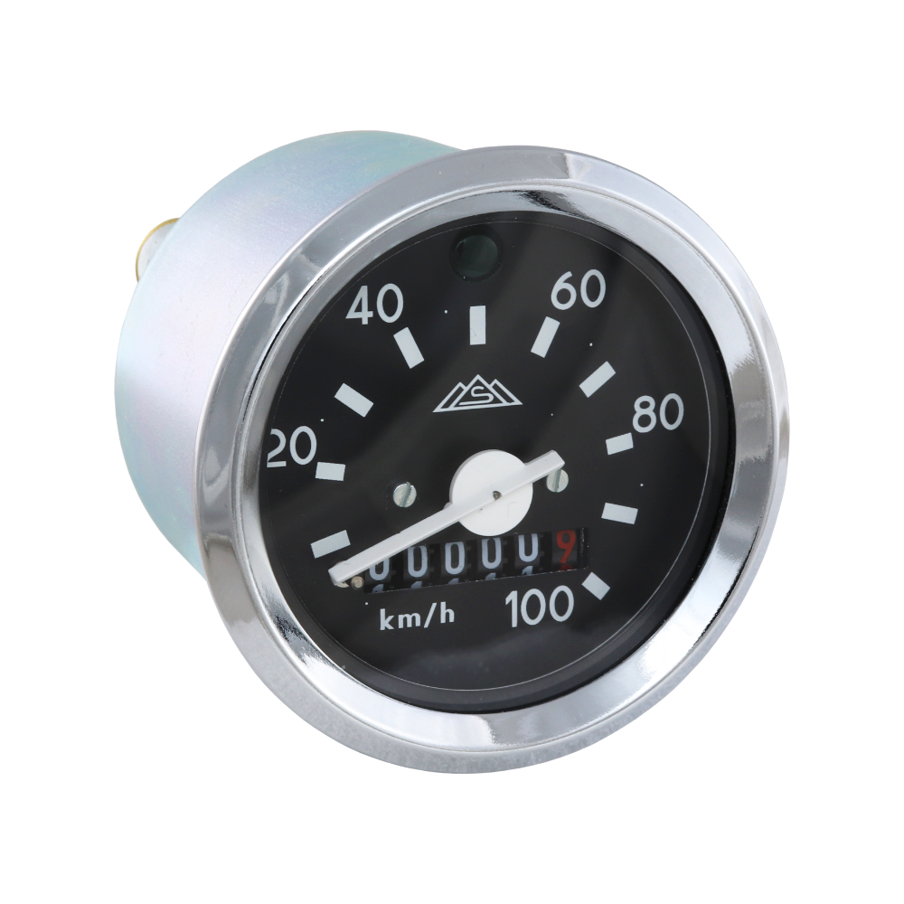 Speedometer with indicator (100km/h), CHROME FRAME (MZA) - Simson S51, S53, S70
