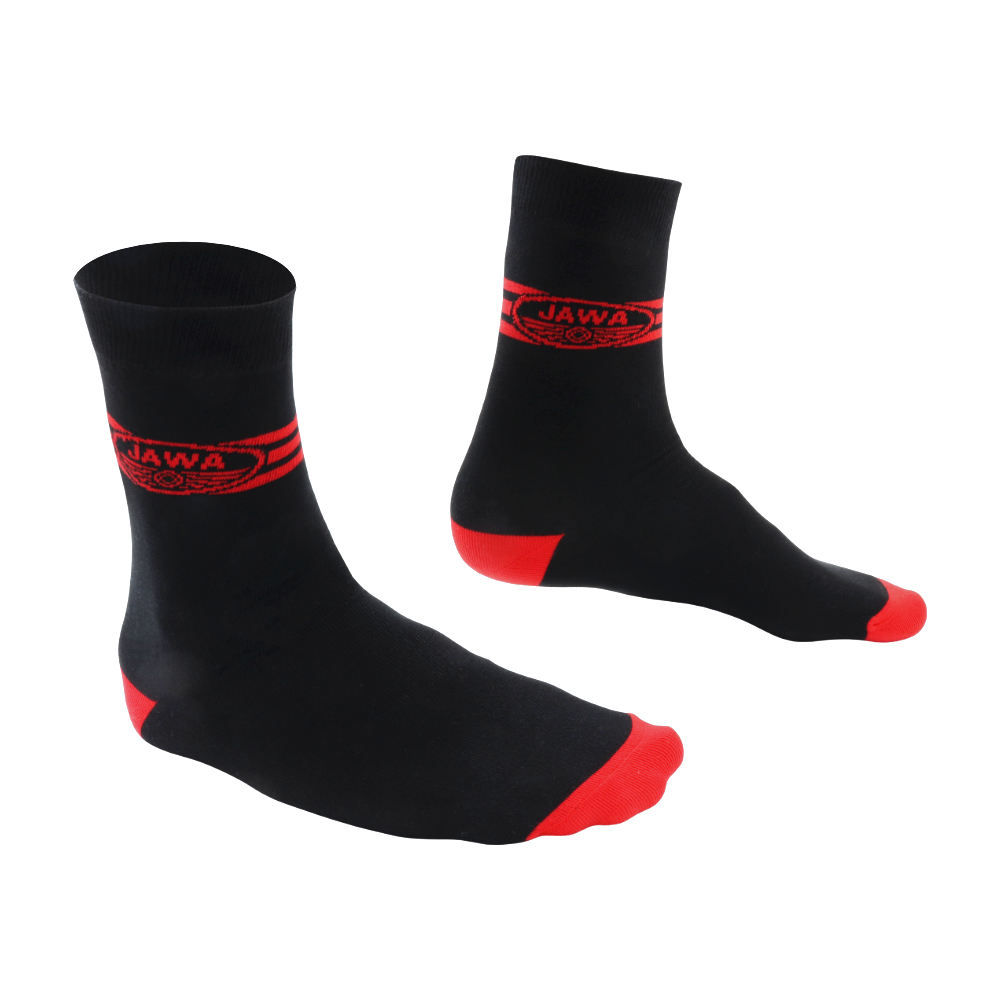 Socks for best motorbike rider (36-41), BLACK - Red logo of JAWA with stripes