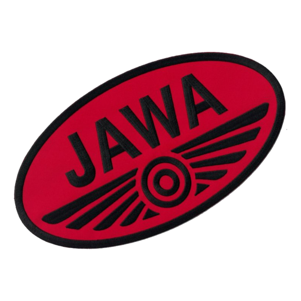 Iron-on logo (29,8x16,5cm) RED-BLACK - JAWA