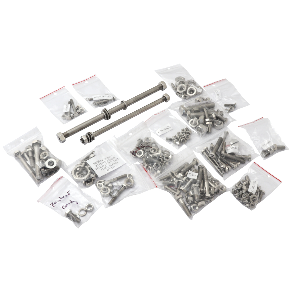 Complete set of screws, POLISHED STEEL - JAWA 350 634