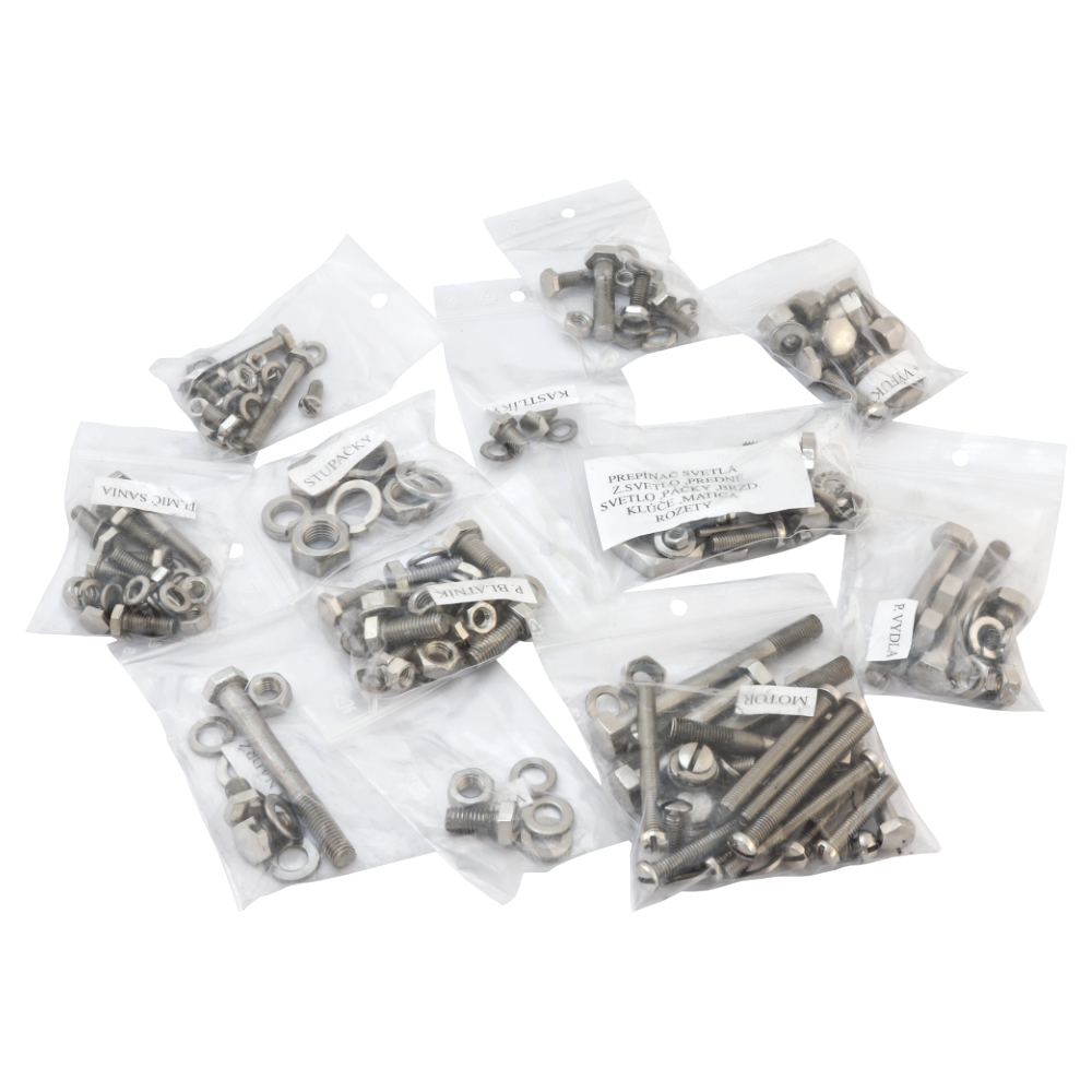 Complete set of screws, POLISHED STEEL - ČZ 175 typ 487,477