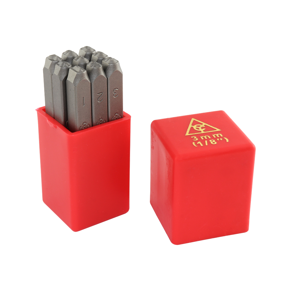 Pattern steel stamp 3mm, numbers 0-9 (red set)