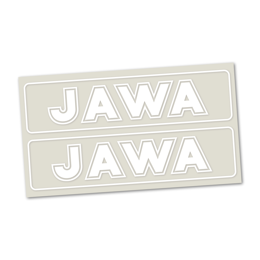 Sticker JAWA (inscription), WHITE "cut" (2pcs)