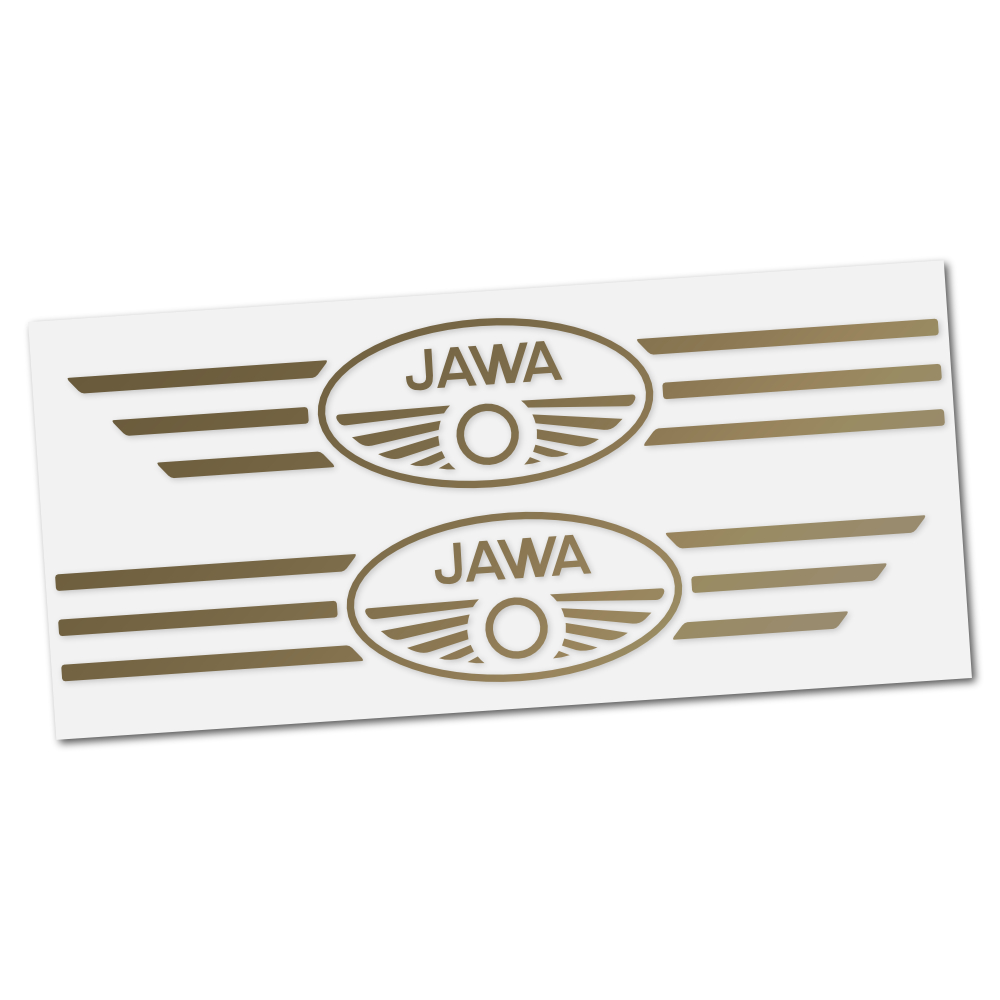 Sticker of fuel tank JAWA (Kývačka, Panelka), GOLD (2pcs) 