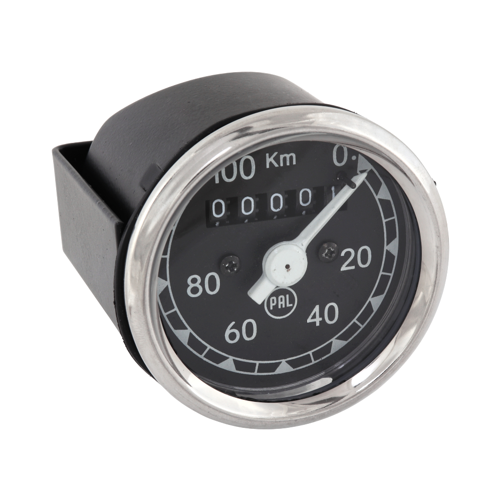 Speedometer (100km/h), "PAL" black base, No.6 - ČZ 125/150, ČZ 501