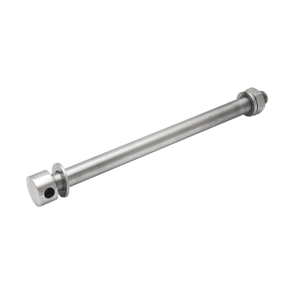 Wheel axle with nut (REAR), POLISHED STAINLESS - JAWA-ČZ 355-356, ČZ 450-475