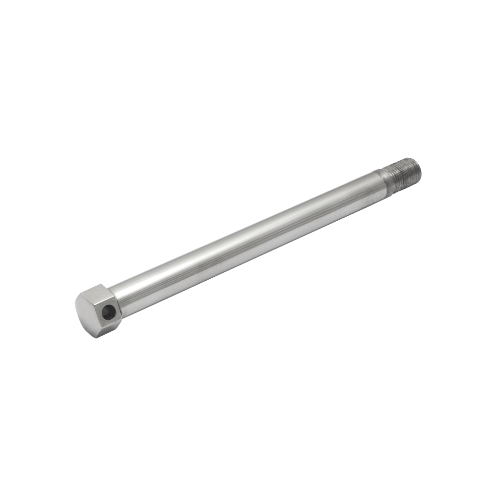 Wheel axle (FRONT), POLISHED STAINLESS - ČZ 125/150 C
