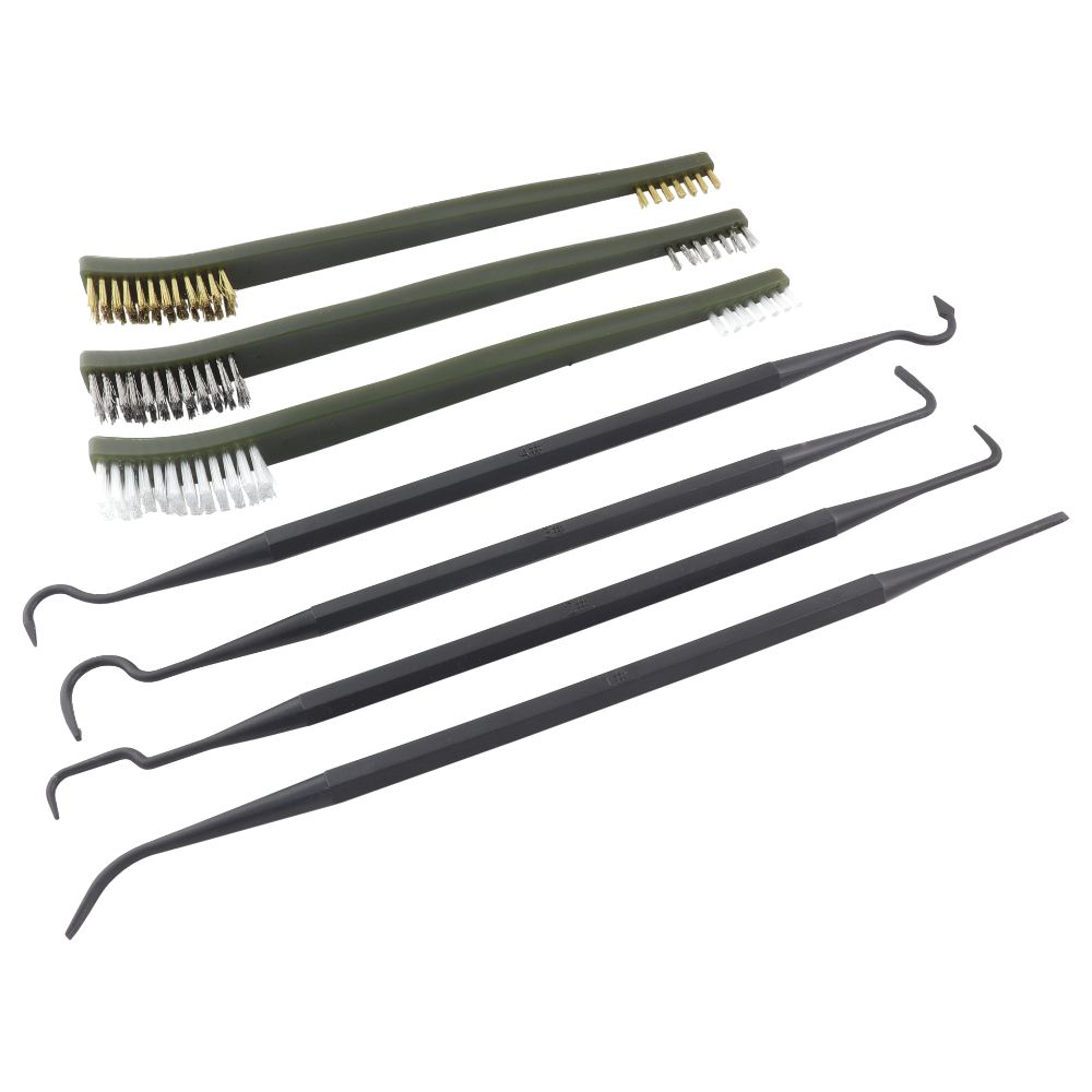 Brushes and plastic hooks for cleaning (BRASS / STAINLESS STEEL / NYLON), set of 7 pieces - UNI