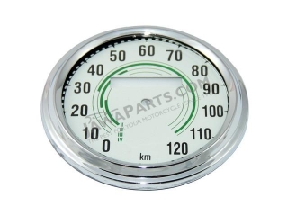 Glass + frame of speedometer 120 km/h, GREEN - JAWA-ČZ