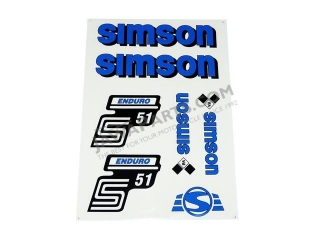 Stickers set S51 ENDURO (IFA), BLUE - Simson S51