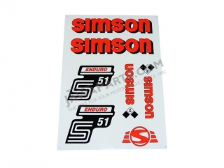 Stickers set S51 ENDURO (IFA), RED - Simson S51