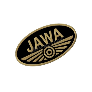 Iron-on logo (7x3,8cm) BLACK-GOLD - JAWA