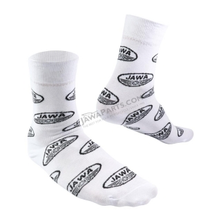 Socks for best motorbike rider (42-46), WHITE - Black logo of JAWA