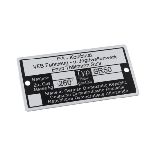Frame label (printed) - Simson SR50