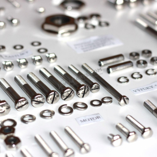 Complete set of screws, POLISHED STAINLESS - JAWA 350 Ogar