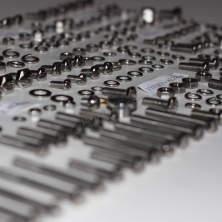 Complete set of screws, POLISHED STAINLESS - ČZ 150 C