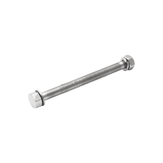 Wheel axle with nut (FRONT), POLISHED STAINLESS - JAWA 50 550