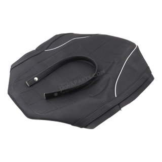 Seat cover with embossing, ČZ logo, white trim (EU) - ČZ 350 type 472